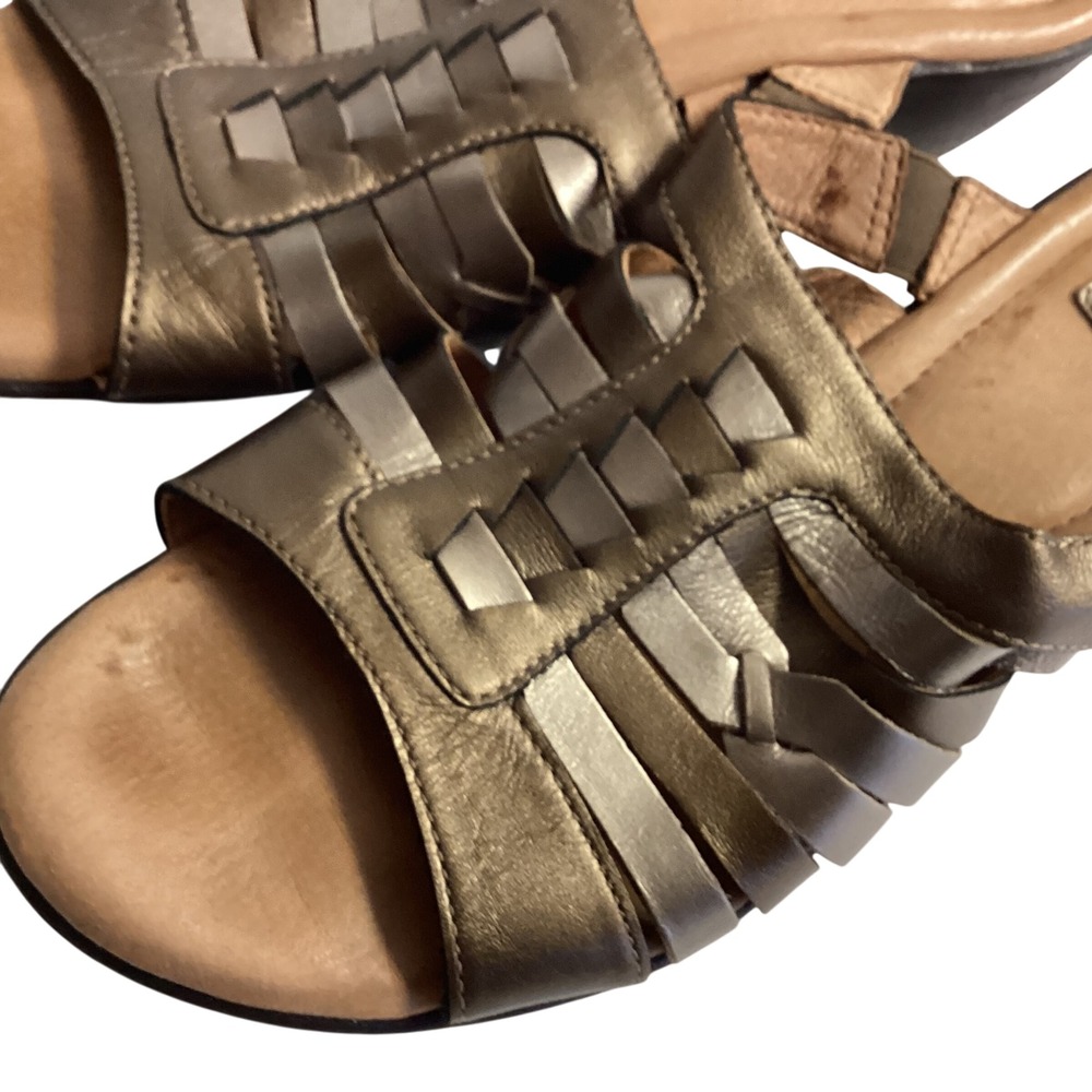 Clarks Artisan‎ Bronze 2 Tone Leather Woven Strappy Comfort Sandals Size 9M